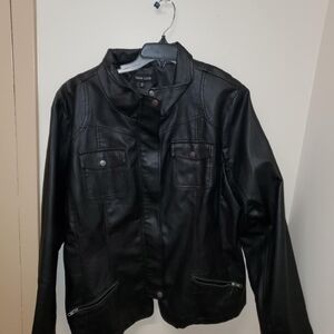 New Look Black Leather Jacket Womans 3X